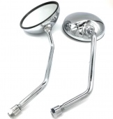 Зеркала мото ZX - 015 правая резьба M-10 хром метал круглые большие 