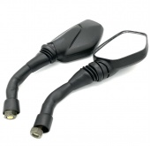 Зеркала мото ZX - 2949 правая + левая резьба M-10 черные прямоугольные ножка в резиновом чехле