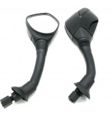 Зеркала мото MZ - 244 правая резьба M-10 черные овальные ножка в резиновом чехле