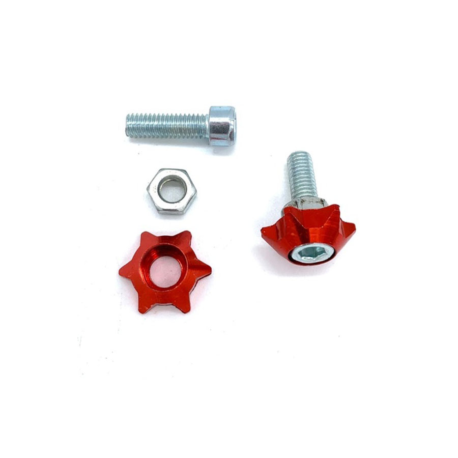 Болт М6 х 20 фланцевый с шестигранной головкой декоративная шайба красная 