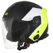 Шлем (открытый со стеклом) Origine Palio Eko черный/Hi-Vis желтый матовый 