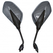 Зеркала мото ZX - 135 правая резьба M-8 черные с хром карбон вставкой