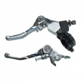 Рычаги сцепления + тормоза в сборе BSE питбайк /  хром / складные