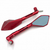 Зеркала мото ZX - 030 правая резьба M-8/10 CNC красные 