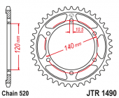 Звезда ведомая JTR 1490.44 JT  Motoland 2014 - 2018