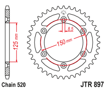 Звезда ведомая JTR  897.47 JT / SX125