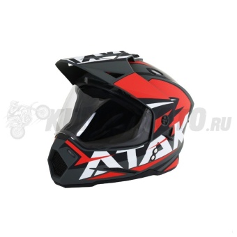 Шлем (мотард) Ataki JK802 Rampage красный/серый матовый